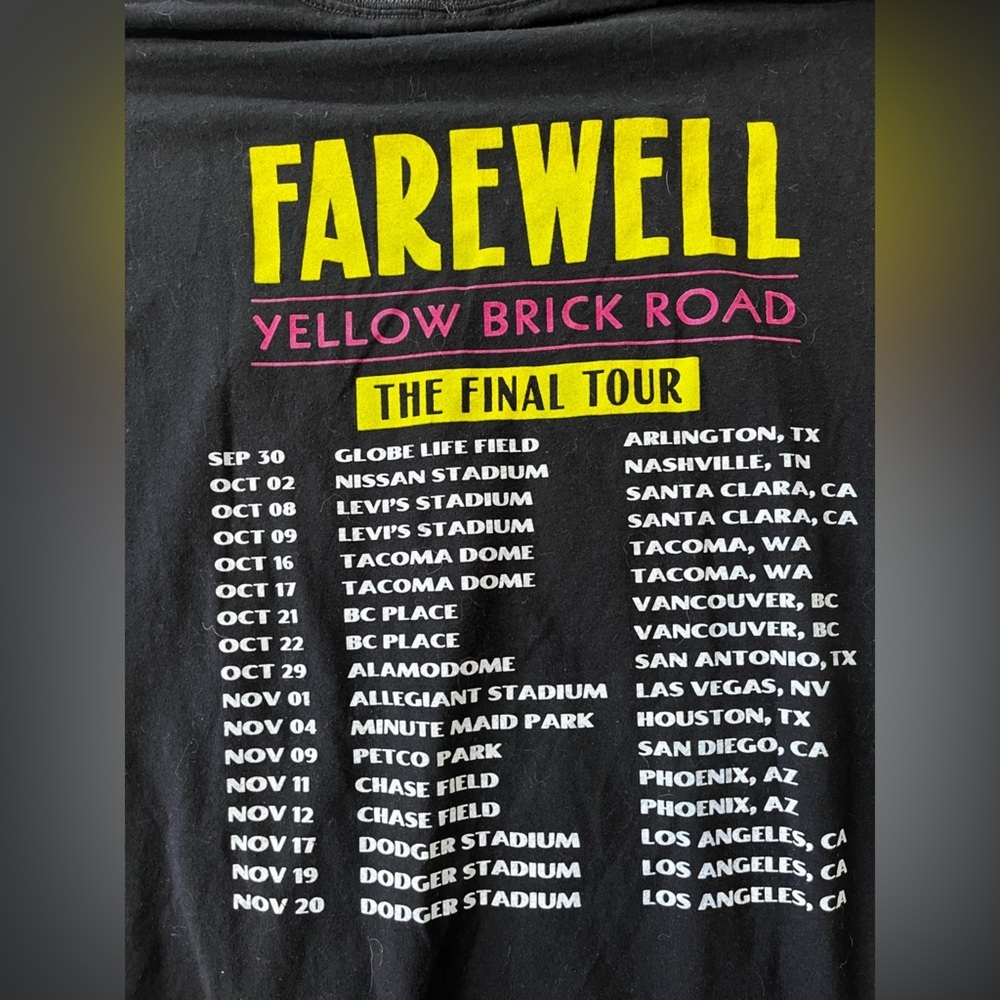 Elton John Farewell Yellow Brick Road Tour Long Sleeve Graphic Tee 2XL - Picture 5 of 5